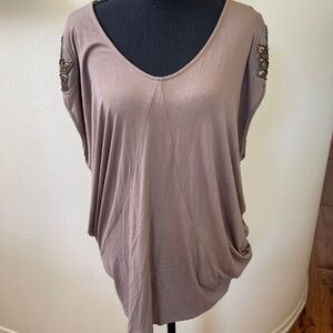 Forever 21 - VINTAGE S. dress/ long top with gold beaded arm detail - Taupe Sm